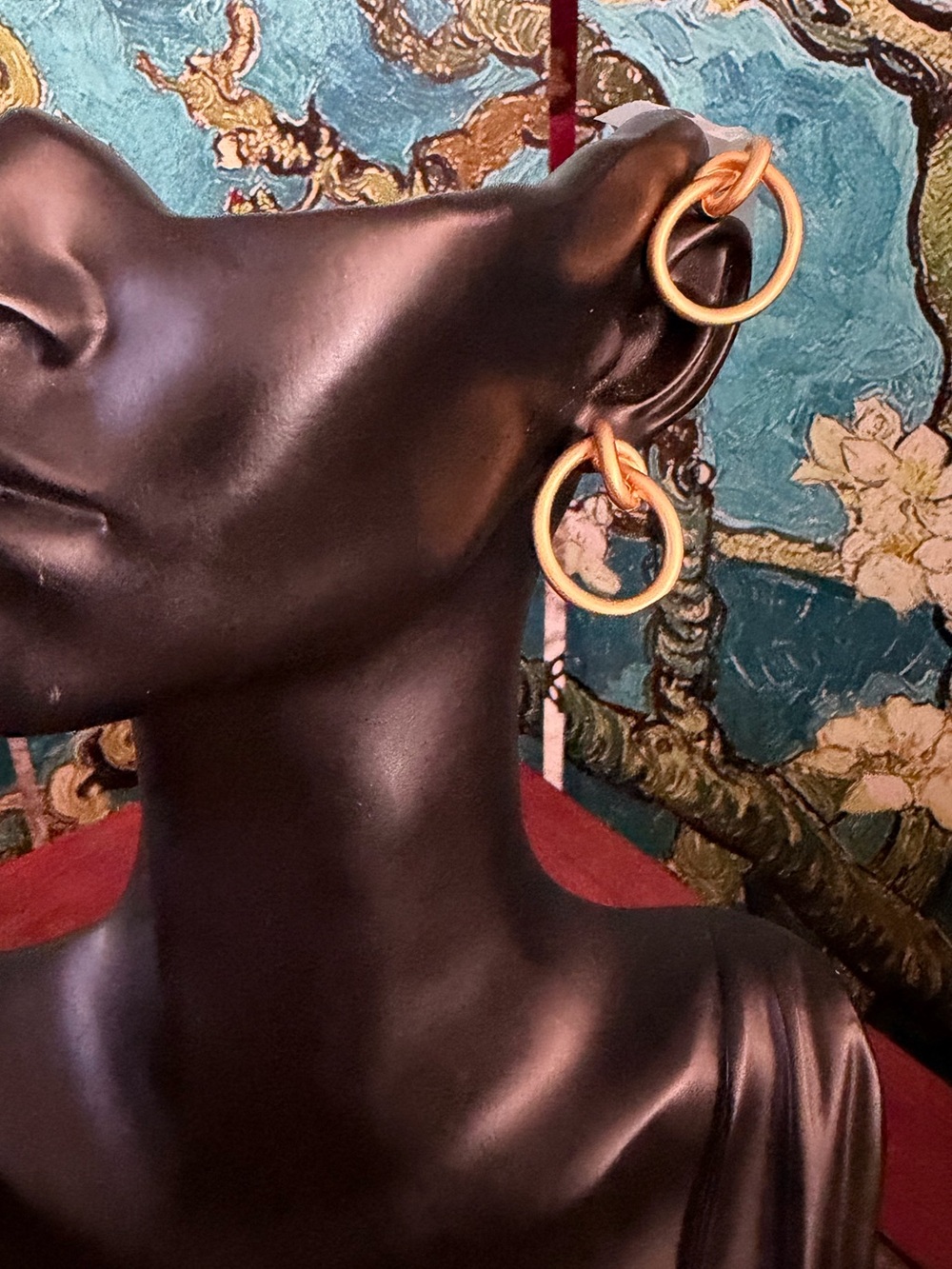 Vintage Gold Double Hoop Chain-Link Earrings